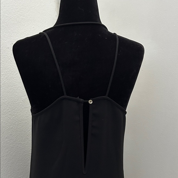 H&M Modern LBD Black Midi Dress with Black Sheer Mesh Panel is Front, Size 4 - Picture 8 of 10